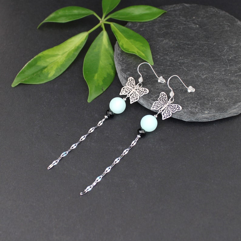 Lightweight stylish dangle earrings Invisible clip-on or steel ear hooks Chinese Butterfly earrings for pierced or non-pierced ears