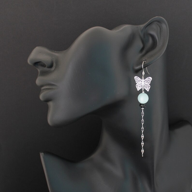 Lightweight stylish dangle earrings Invisible clip-on or steel ear hooks Chinese Butterfly earrings for pierced or non-pierced ears