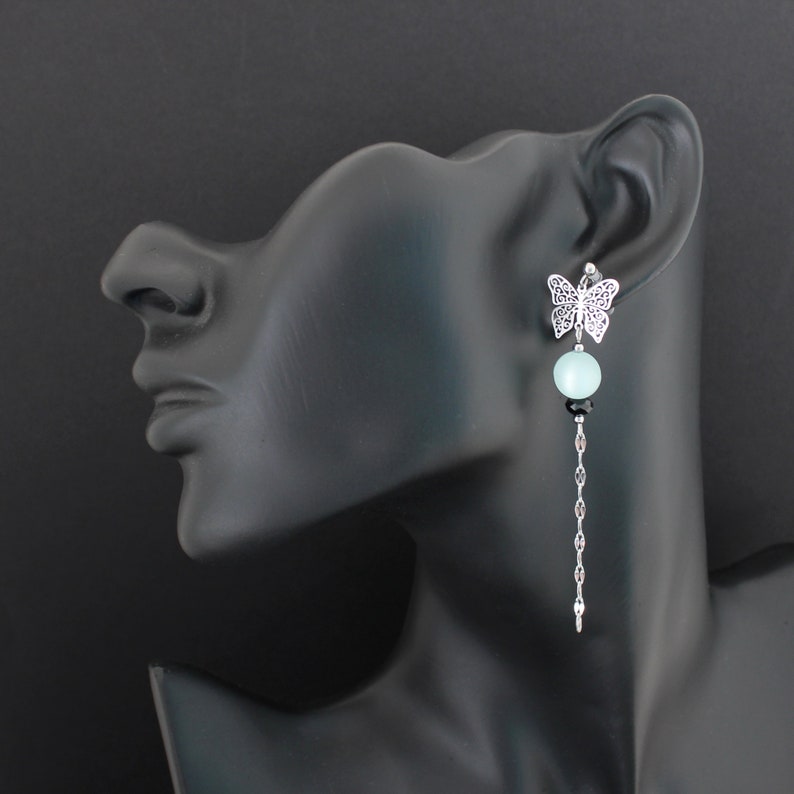 Lightweight stylish dangle earrings Invisible clip-on or steel ear hooks Chinese Butterfly earrings for pierced or non-pierced ears