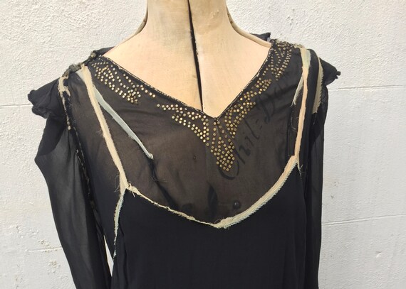 30s Black Silk Dress, Bias Cut with Stunning Diam… - image 7