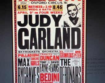 Judy Garland 1951 The London Palladium Poster -  Measurements 49.5cm x 76cm