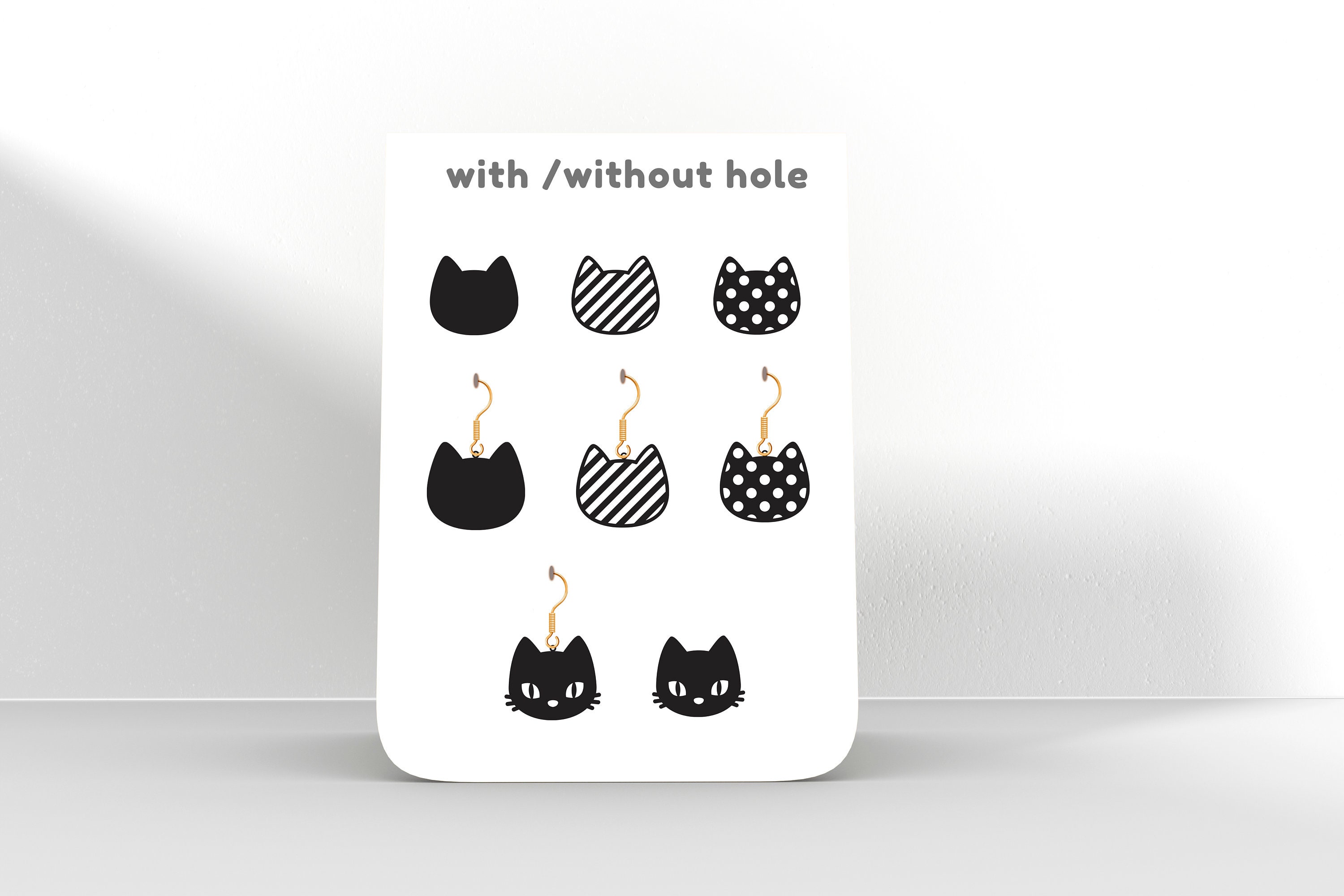 Cat face earring svg Cat dangle earrings black cat earring studs black cat svg cat earring svg cricut silhouette cameo SVG eps PNG Dxf Pdf