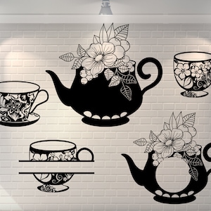 Coffee Tea Svg, Cup Svg Bundle! Tea Pot Clipart Cut Files, England Svg, Alice in Wonderland Svg, Cutting files for Cricut and Silhouette