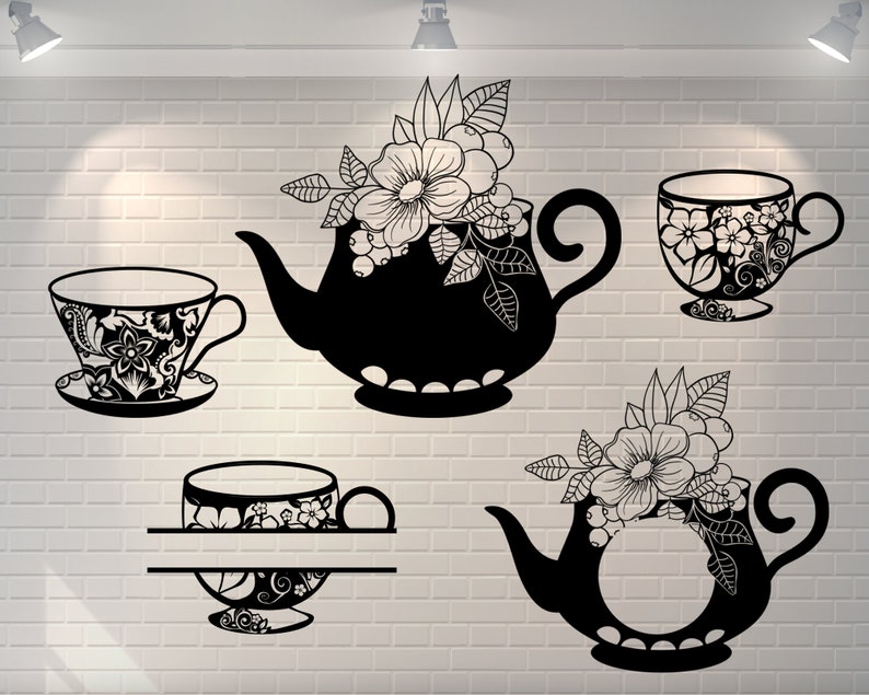 Coffee Tea Svg Cup Svg Bundle Tea Pot Clipart Cut Files | Etsy