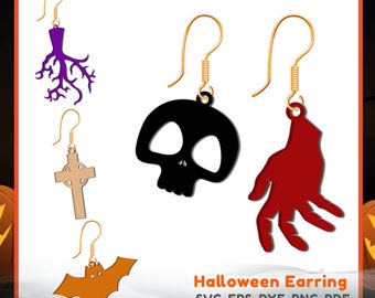 Halloween earring svg cross bat ghost skull tree hand devil earring svg trick or treat,spooky season ,svg, DXF,png,eps,pdf