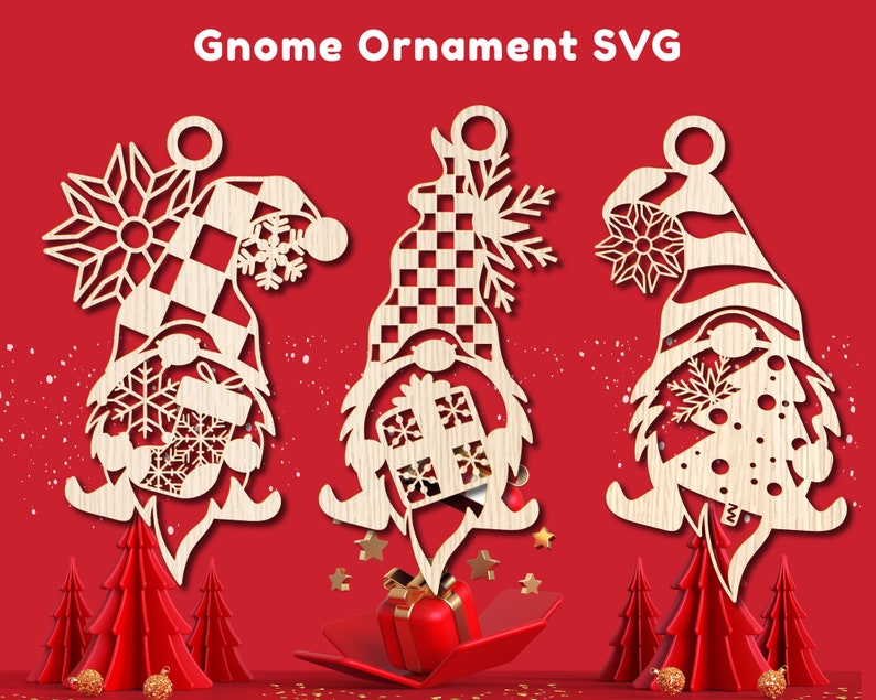 Gnome Ornament SVG Bundle Laser Cut Files Christmas Gnome - Etsy