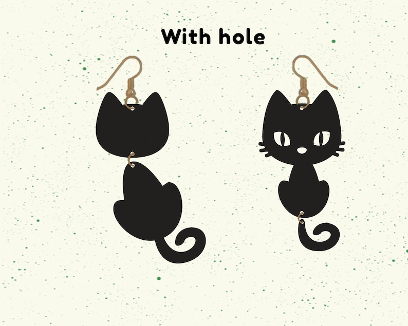 Cat dangle earrings with hole cat lover svg teardrop earring svg Cat Earring svg Clipart for cricut silhouette cameo SVG eps PNG Dxf Pdf image 1