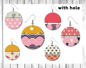 Split Circle Earring SVG,Round Earring svg Geometric earring SVG(with hole) Drop Earring cricut silhouette laser cameo SVG eps png Dxf Pdf