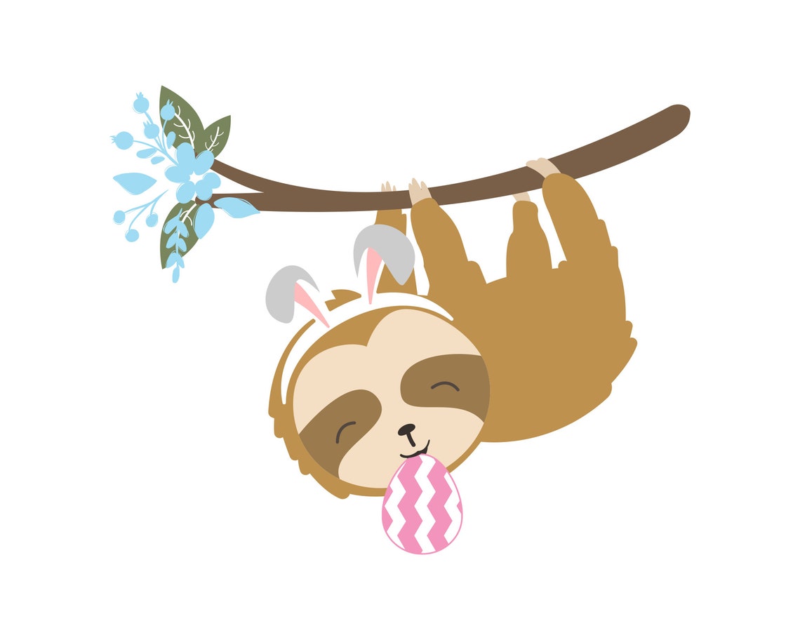 Easter Sloth Svg Cute Sloth Png Baby Sloth Svg Sloth Vector | Etsy