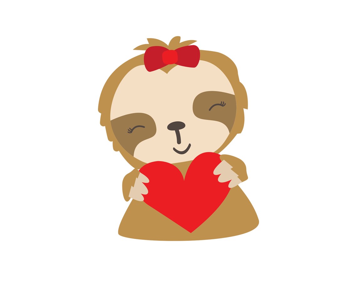 Download Sloth valentine svg Cute sloth png Valentine sloth SVG cut ...