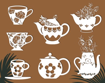 Coffee Tea Svg, England Svg, Alice in Wonderland Svg,Floral Teapot Svg teapot with flowers svg,teacup flower ornament png dxf svg pdf eps