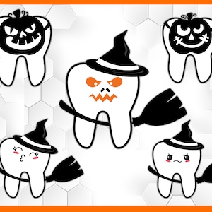 Dente halloween SVG Dente Fatina Svg Halloween Silhouette SVG Design Bundle ai Svg EPS PNG Dxf Pdf Silhouette Cricut cameo File di taglio digitale