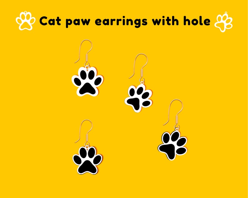 Cat Paw Earrings Cat Paw Print Svg Cat Dangle Earrings Cat Etsy