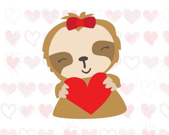 Sloth valentine svg Cute sloth png Valentine sloth SVG cut | Etsy