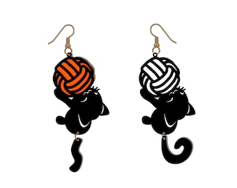 Kitten playing yarn ball Cat dangle earrings Cat lover svg Teardrop earring svg Clipart for cricut silhouette cameo SVG eps PNG Dxf Pdf