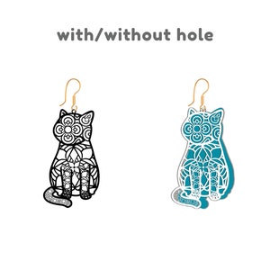 Mandala cat svg filigree earrings svg Floral Cat earring svg Cat face earring svg studs teardrop cricut silhouette cameo SVG eps PNG Dxf Pdf