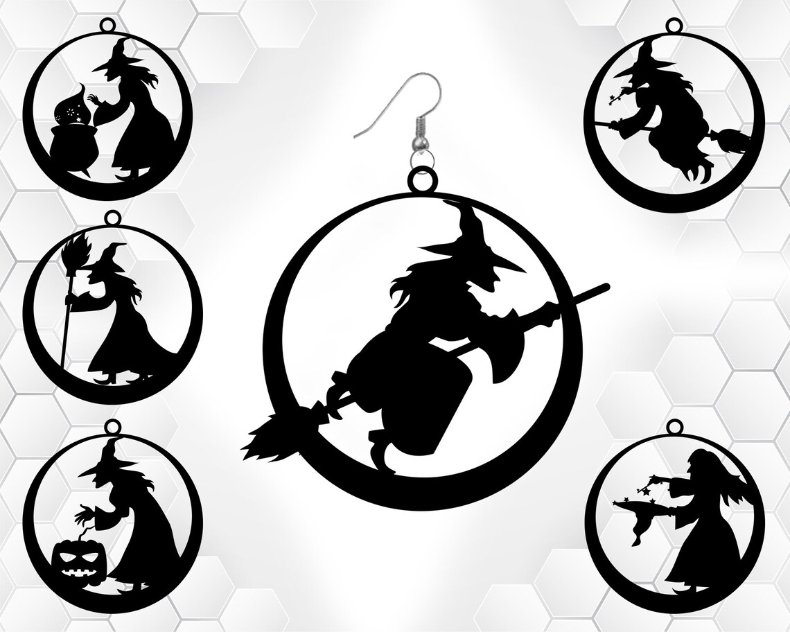 Sorcière svg boucle doreille Halloween boucle doreille svg | Etsy
