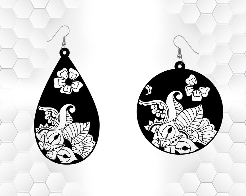 Download Mandala Earrings svg Flower Earrings svg geometric earring svg | Etsy