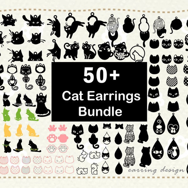 Cat earrings bundle svg, Cat svg bundles teardrop earring svg Cat Earring svg Laser cut file for Glowforge and cricut SVG PNG