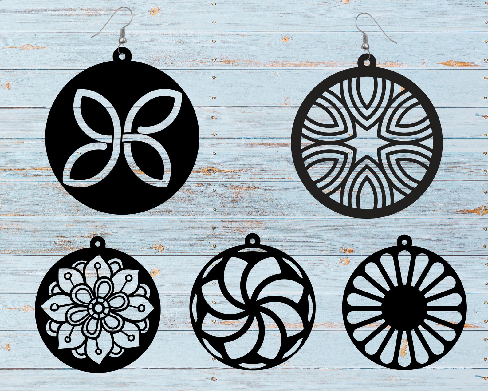 Download Mandala Earrings svg Flower Earrings svg geometric earring svg | Etsy