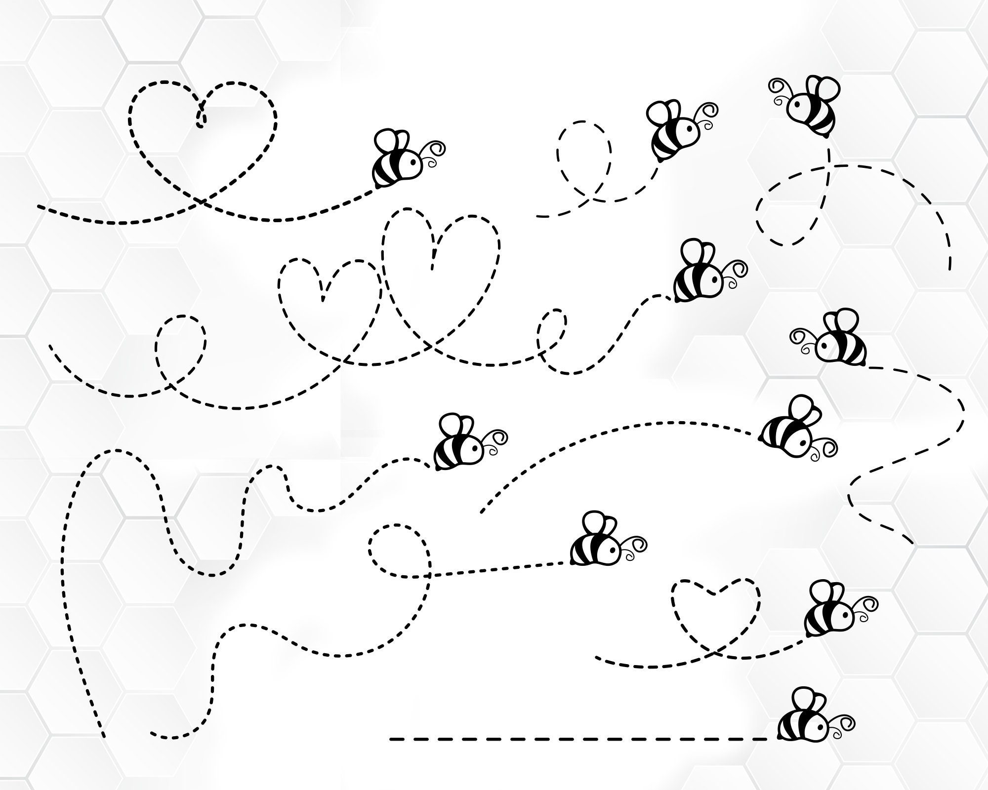 Download Bee path bundle svg Files honeybee bumble bee heart dotted ...