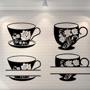 Coffee Tea Svg, Cup Svg Bundle Clipart Cut Files, England Svg, Alice in Wonderland Svg, Cutting files for Cricut and Silhouette
