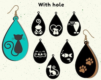Cat Earring svg bundle Cat lover silhouette cat earring svg Cat paw earrings Clipart for cricut silhouette cameo ai SVG EPS PNG Dxf Pdf