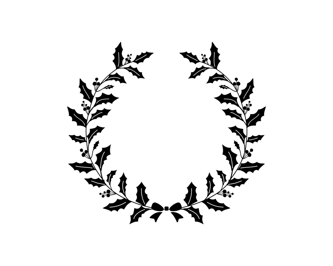 Christmas Wreath Silhouette SVG Christmas Wreath Svg Laurel - Etsy