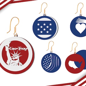 4 de julio pendiente svg USA pendientes svg bandera americana svg Día de la Independencia svg 4 de julio pendientes cricut silueta laser cut files cameo