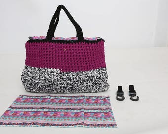 Crochet Diaper Bag | Includes 2 Stroller Hooks and The Change Pad | Unique Handmade Baby Shower Gift - 'Mombasa'