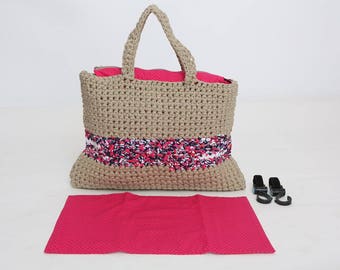 Crochet Diaper Bag | Includes 2 Stroller Hooks and The Change Pad | Unique Handmade Baby Shower Gift - 'Bondi Beach'