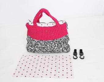 Crochet Diaper Bag | Includes 2 Stroller Hooks and The Change Pad | Unique Handmade Baby Shower Gift - 'Toledo'