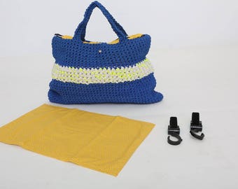 Crochet Diaper Bag | Includes 2 Stroller Hooks and The Change Pad | Unique Handmade Baby Shower Gift - 'Acapulco'