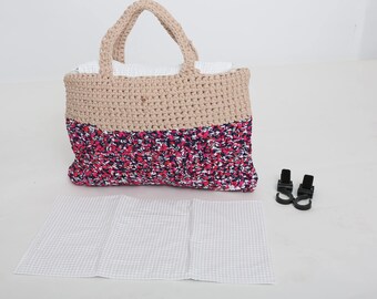 Crochet Diaper Bag | Includes 2 Stroller Hooks and The Change Pad | Unique Handmade Baby Shower Gift - 'Moritz'