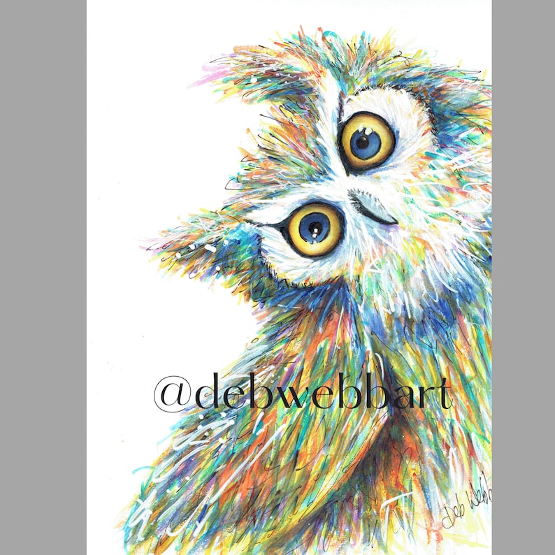 Colourful Quirky Owl Owl Art Abstract Owl Etsy Australia