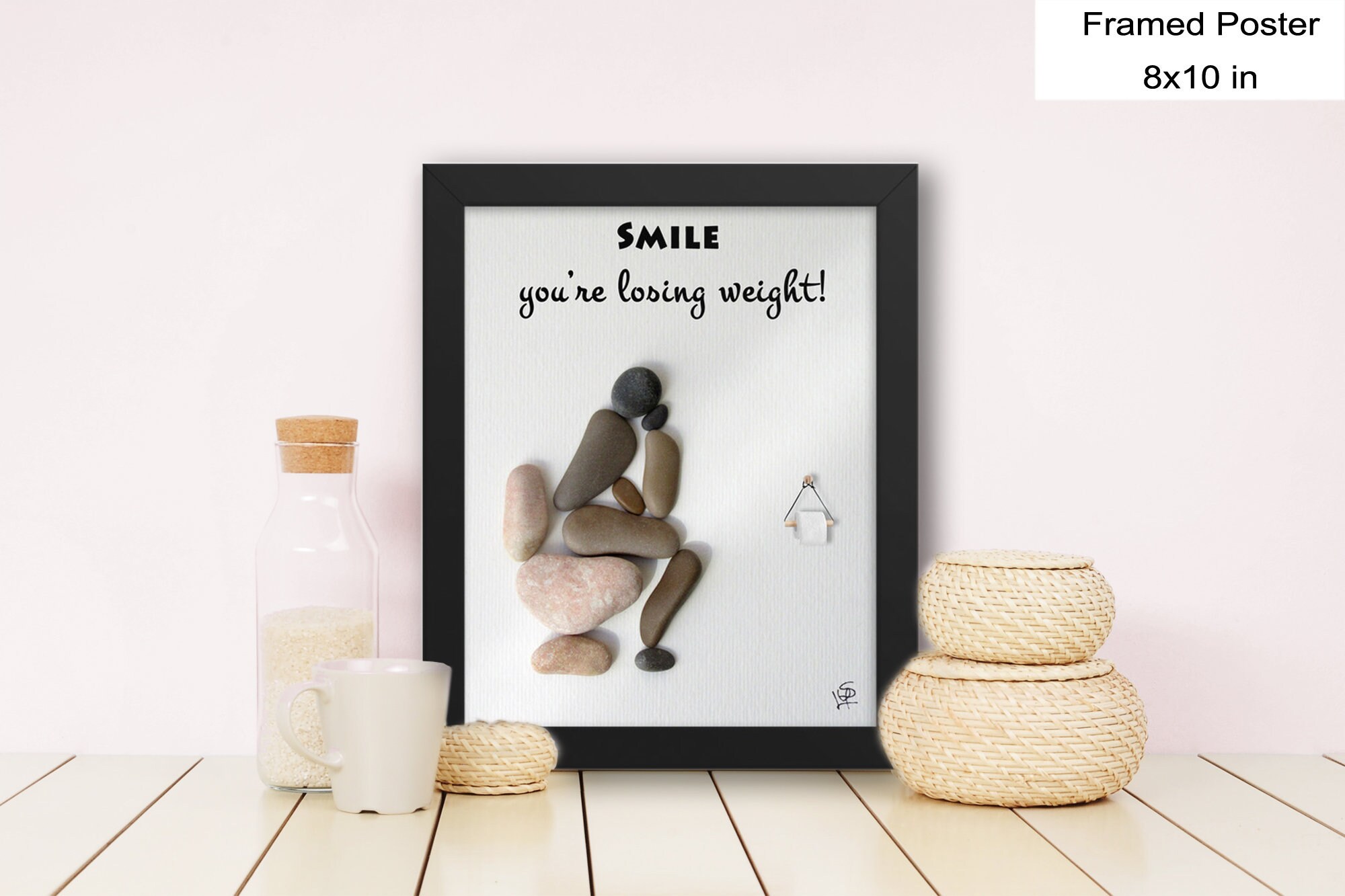 Drôle d'enseigne de Toilette Encadrée - Affiche Imprimée