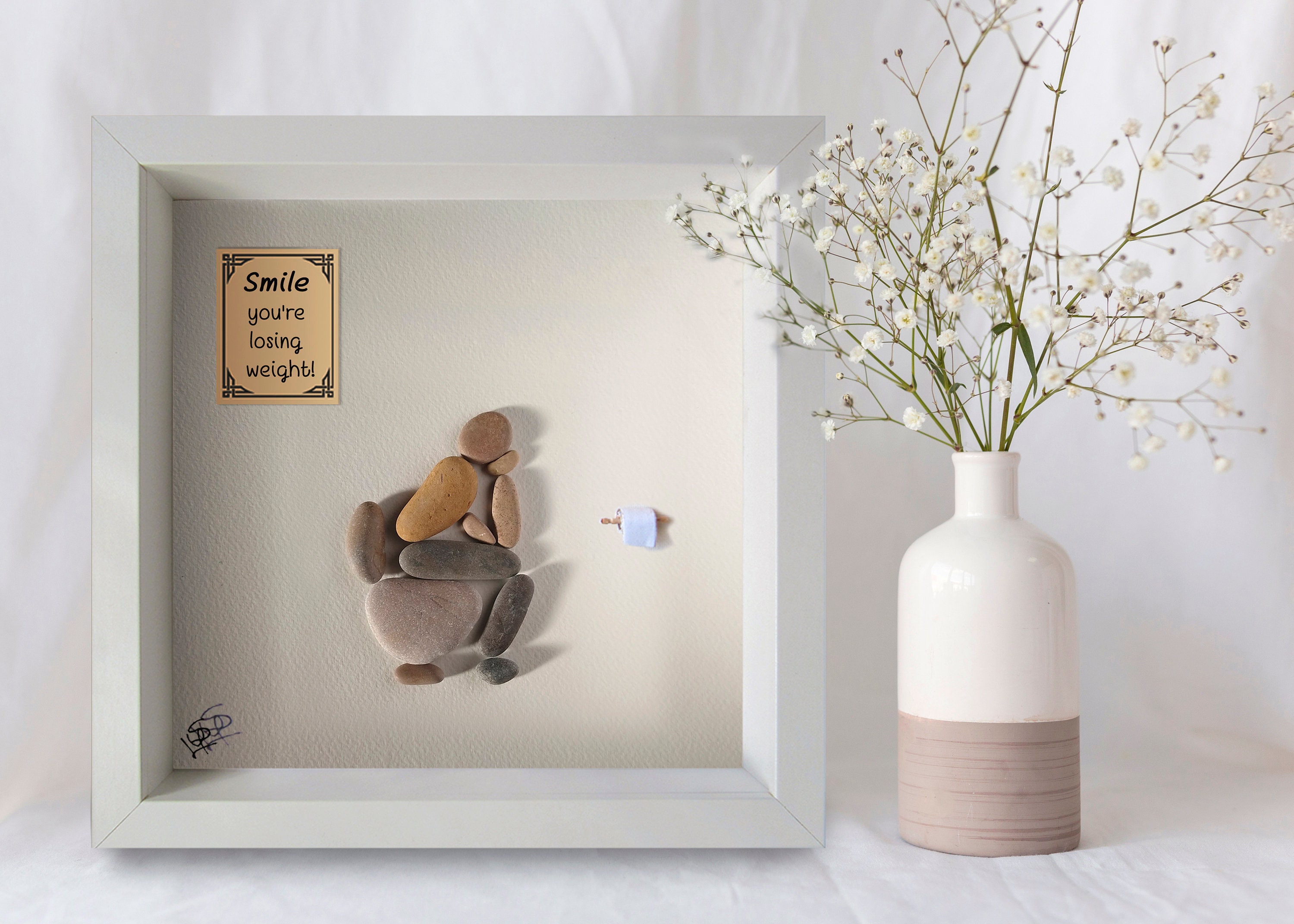 Thinker sur Les Toilettes avec Citations de Salle Bain - Pebble Art - Rude Funny Art - Home Décor Gi