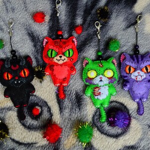 Spooky Cat Plushie Keychain, Gothic Halloween Doll image 5
