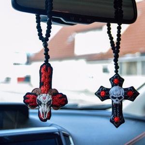 Gothic Cross Charm Handmade Horror Rosary Skull Vampire Accessory