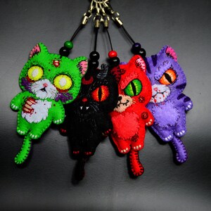 Spooky Cat Plushie Keychain, Gothic Halloween Doll image 6