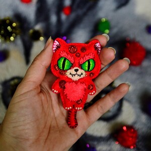 Spooky Cat Plushie Keychain, Gothic Halloween Doll Monster Cat
