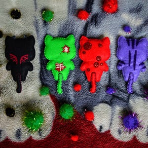 Spooky Cat Plushie Keychain, Gothic Halloween Doll image 4