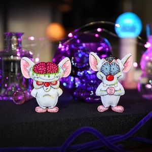 Pinky & The Brain Zombie Keychain Handmade Felt Cartoon Doll