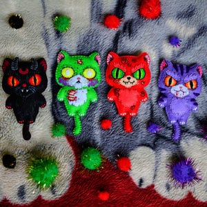 Spooky Cat Plushie Keychain, Gothic Halloween Doll image 3