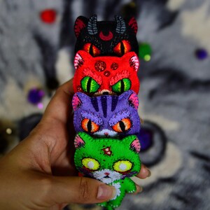 Spooky Cat Plushie Keychain, Gothic Halloween Doll image 2
