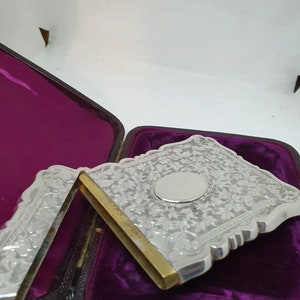Victorian. Sterling Silver, Card Case, by George Unite. Hallmarked for Birmingham 1887. Mint,condition in Box image 5