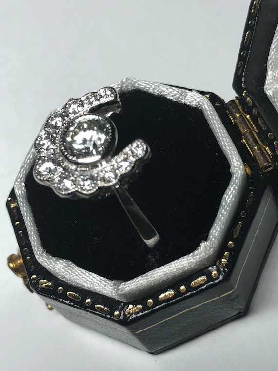 Platinum Stunning Sparkling Diamond Horseshoe Rin… - image 1