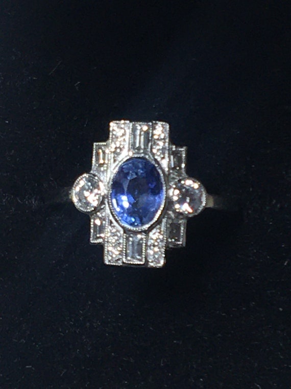 Platinum. Art Deco. Inspired. Natural Sapphire & … - image 8