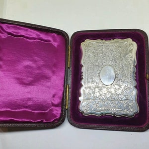 Victorian. Sterling Silver, Card Case, by George Unite. Hallmarked for Birmingham 1887. Mint,condition in Box image 1