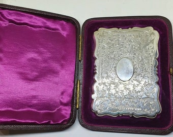 Victorian. Sterling Silver, Card Case, by George Unite. Hallmarked for Birmingham 1887. Mint,condition in Box